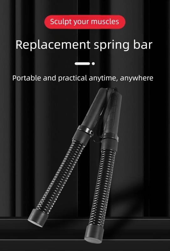 Cordless Battle Rope Weighted Spring Bars 1 Pair Heavy Duty Arm & Core Trainer Portable Home Gym Equipment Black