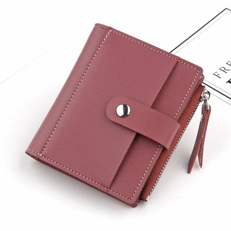 Women's Small Wallet PU Leather Card Holder with Zipper Coin Pocket - Purple Short Purse with 9 Card Slots & ID Window - Compact Bifold Design for Ladies