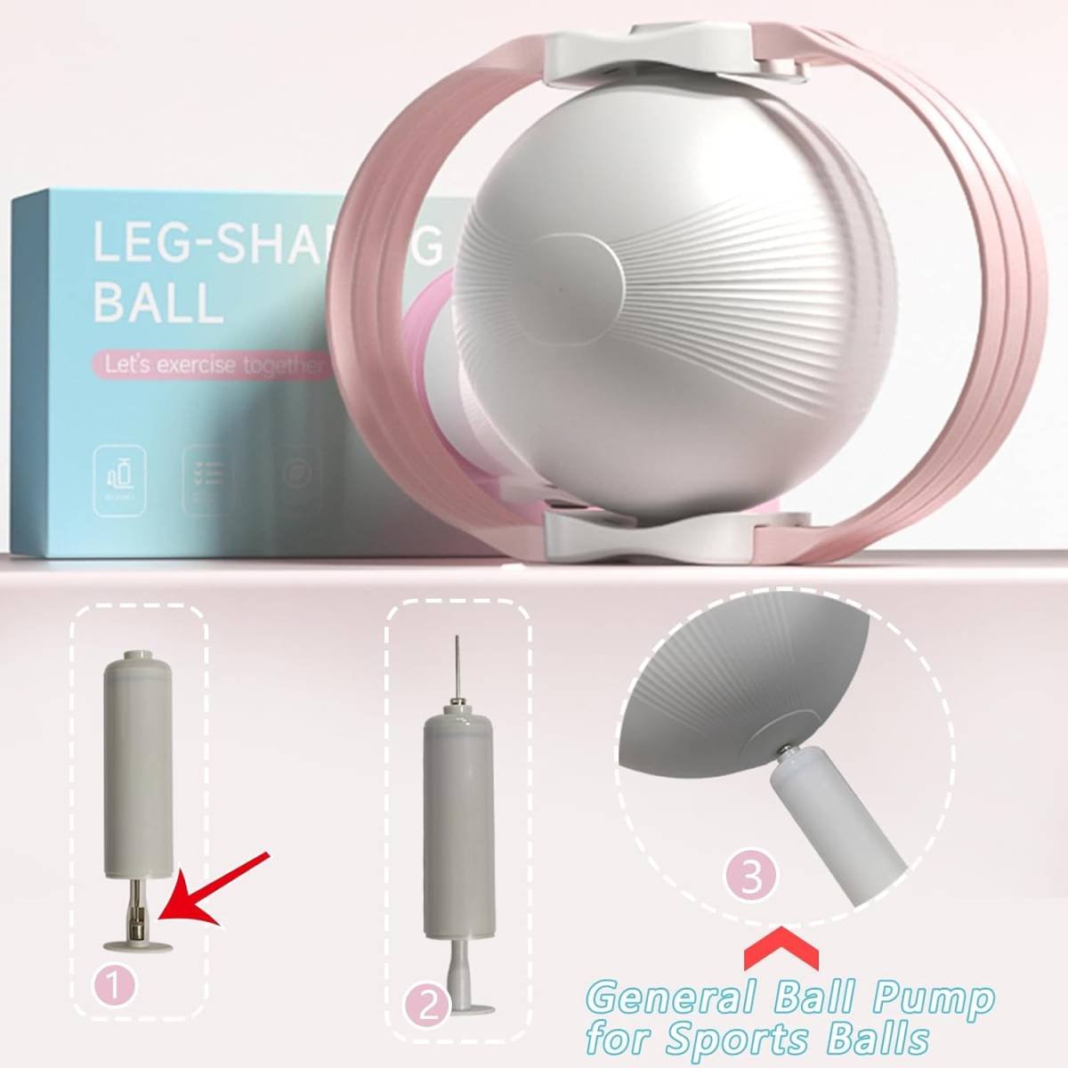 Grey 3-Level Resistance Pelvic Floor & Inner Thigh Trainer - Multi-Function Kegel Exercise Set with 25cm Yoga Ball & 3-Pair Resistance Rope