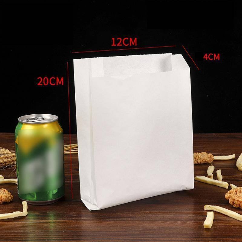 1000PCS Oil-proof Takeaway Paper Bags for Premium Takeout Supply - White-22*15*5cm