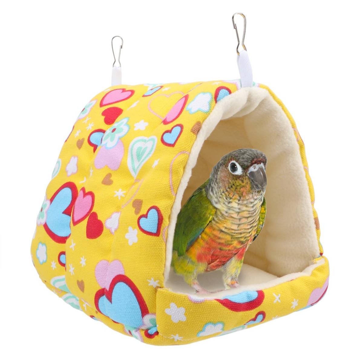 Bird Hammock - Sleeping Nest Bird - Bird Tent - Bird Cage Accessories - Parrot Toys - Parakeet Toys - Hammock - Plush House - Lovebird - Cockatiel - Canary - Sleeping Bag - Yellow - 1 Piece