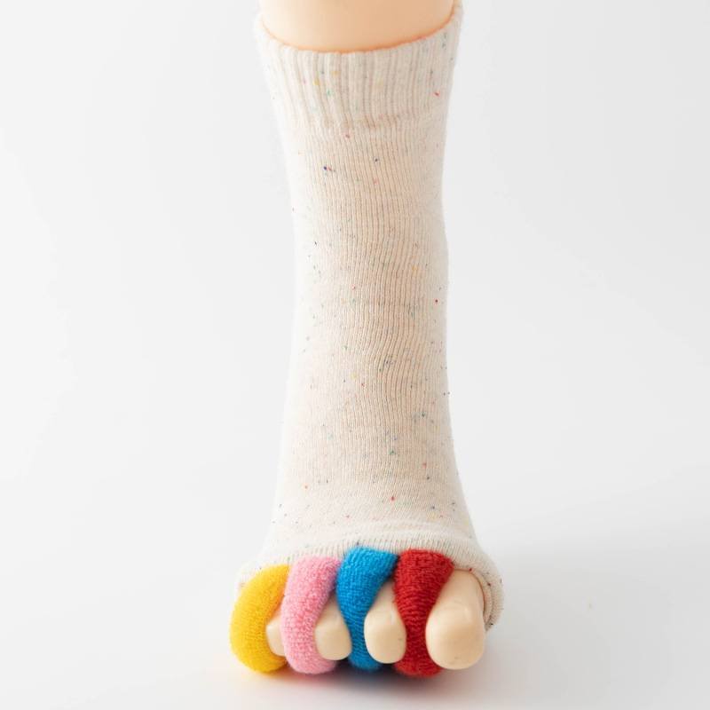 Colorful-white Open-Toe Yoga Five-Toe Socks | Bunion Corrector and Anti-Odor Design | Breathable Toe Separator Fitness Wear (One Size)