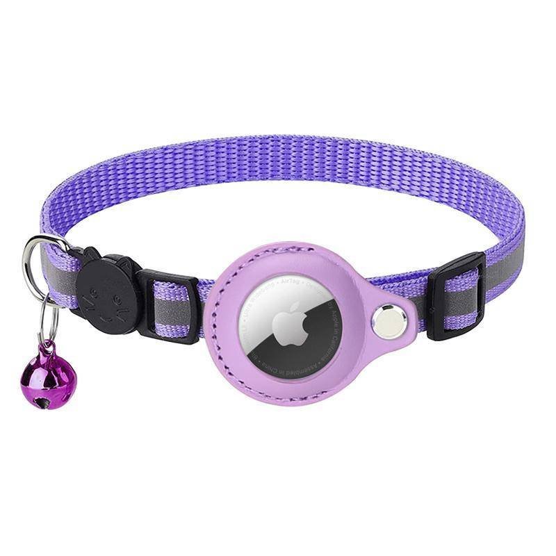 Reflective Pet Collar with Holder for AirTag Tracker – Anti-Lost Cat Dog Tag - Blue