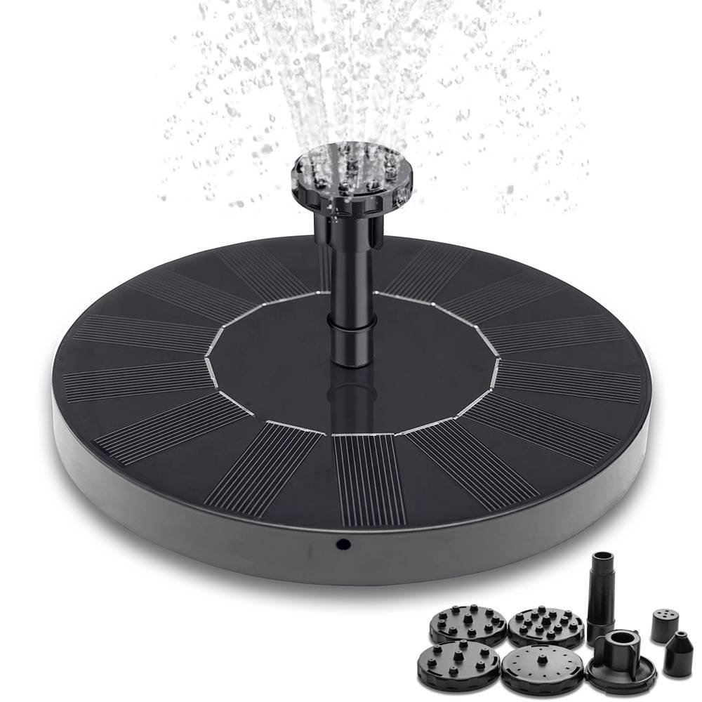 Solar Fountain 16 cm Black Water Fountain for Garden, Compatible with Solar Cell