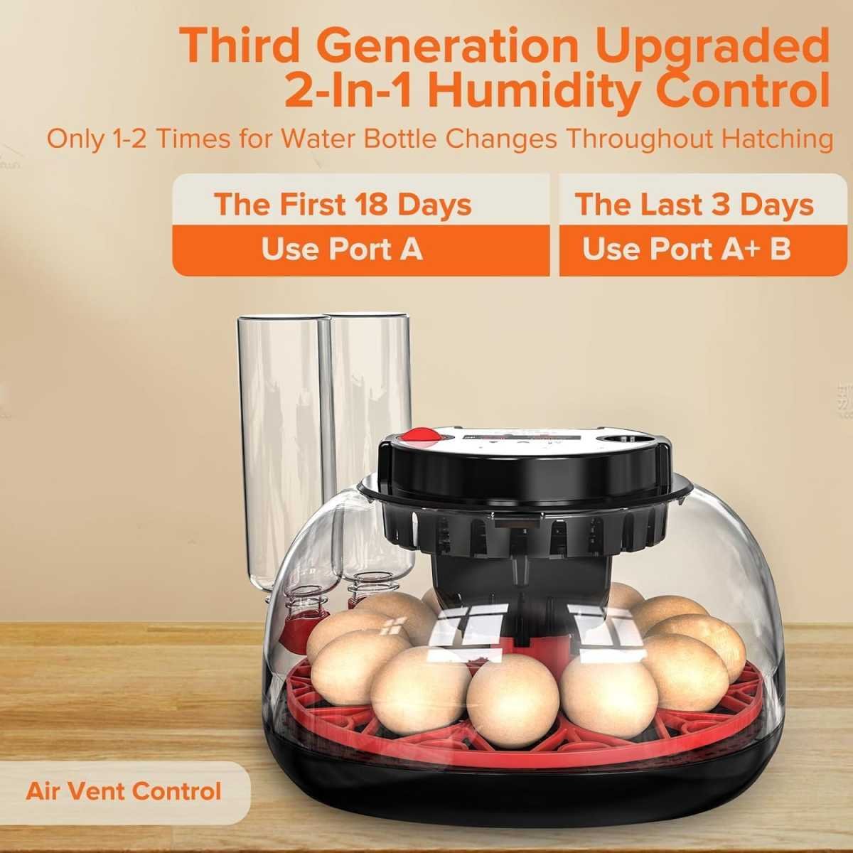 CARLA HOME 12 Egg Incubator with Automatic Turning, LED Display, Humidity & Temperature Control, Auto Water System & Built-in Egg Candler for Chicken, Duck, Quail, Goose