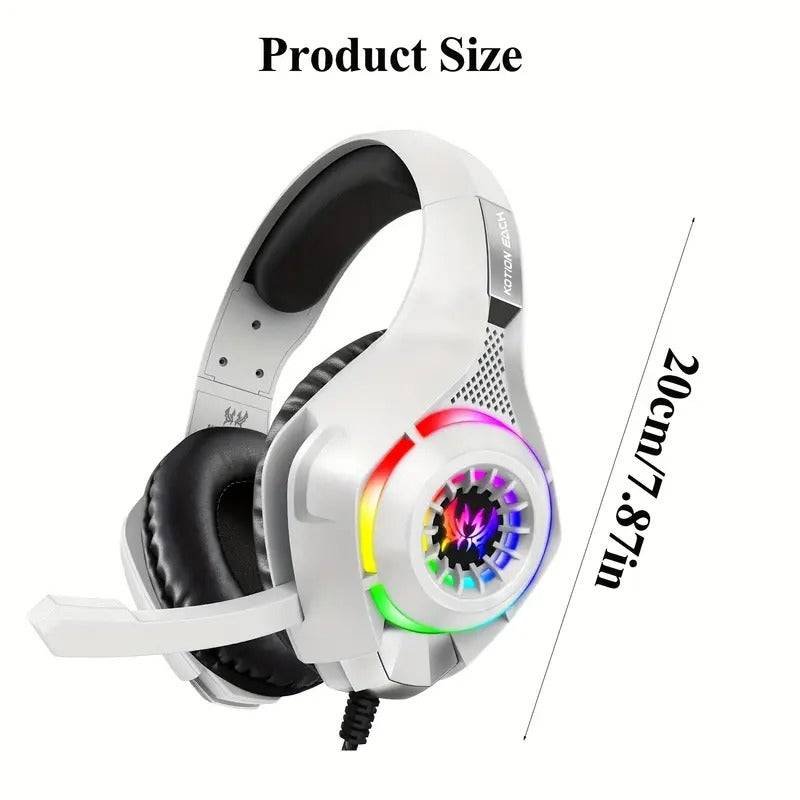 Gaming Headset with Mic, LED Light & Surround Bass
