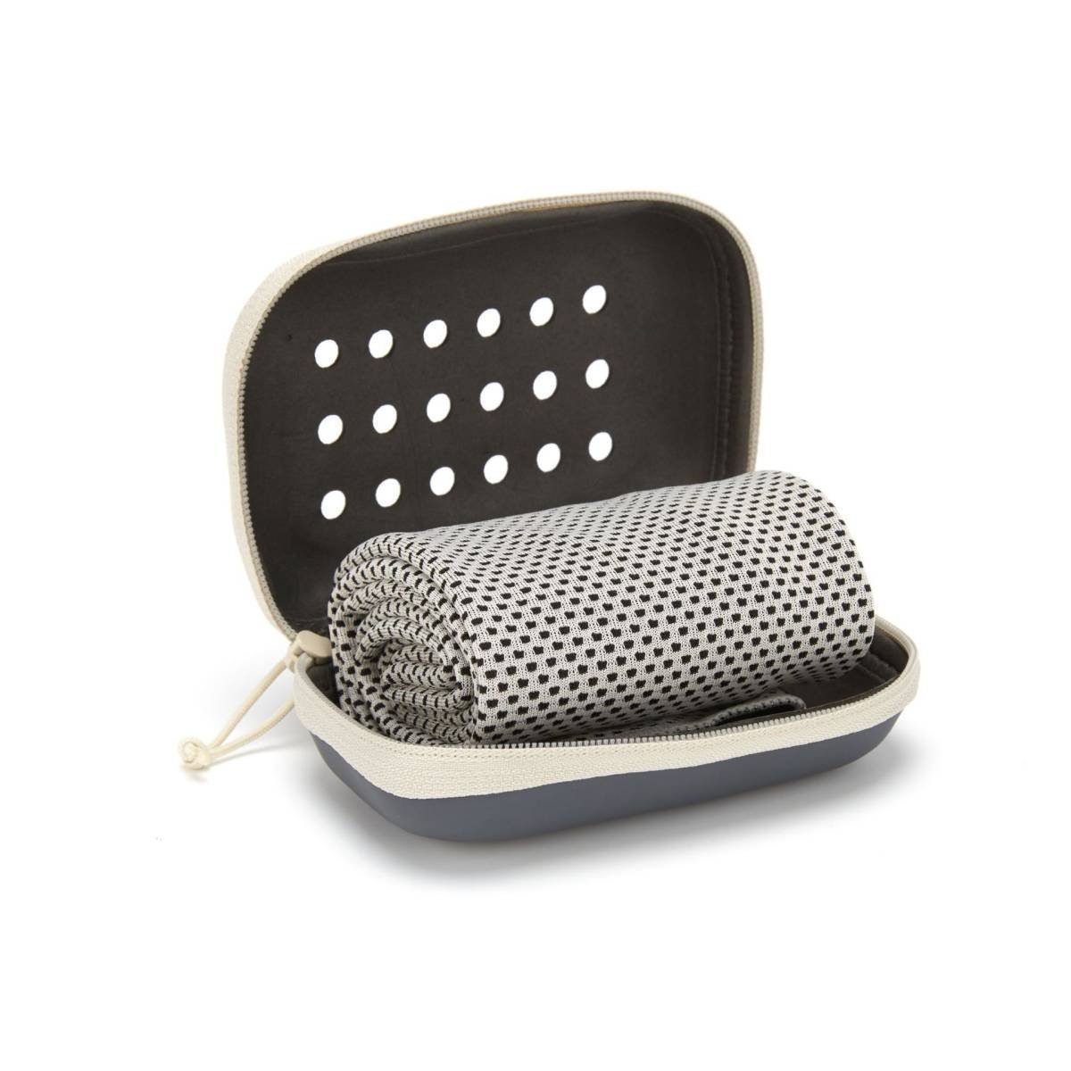 2-PCS Light grey Instant Cooling Towel with EVA Case 30x90cm Breathable Ice Silk Sports Towel Quick Dry for Gym Yoga and Outdoor Workouts