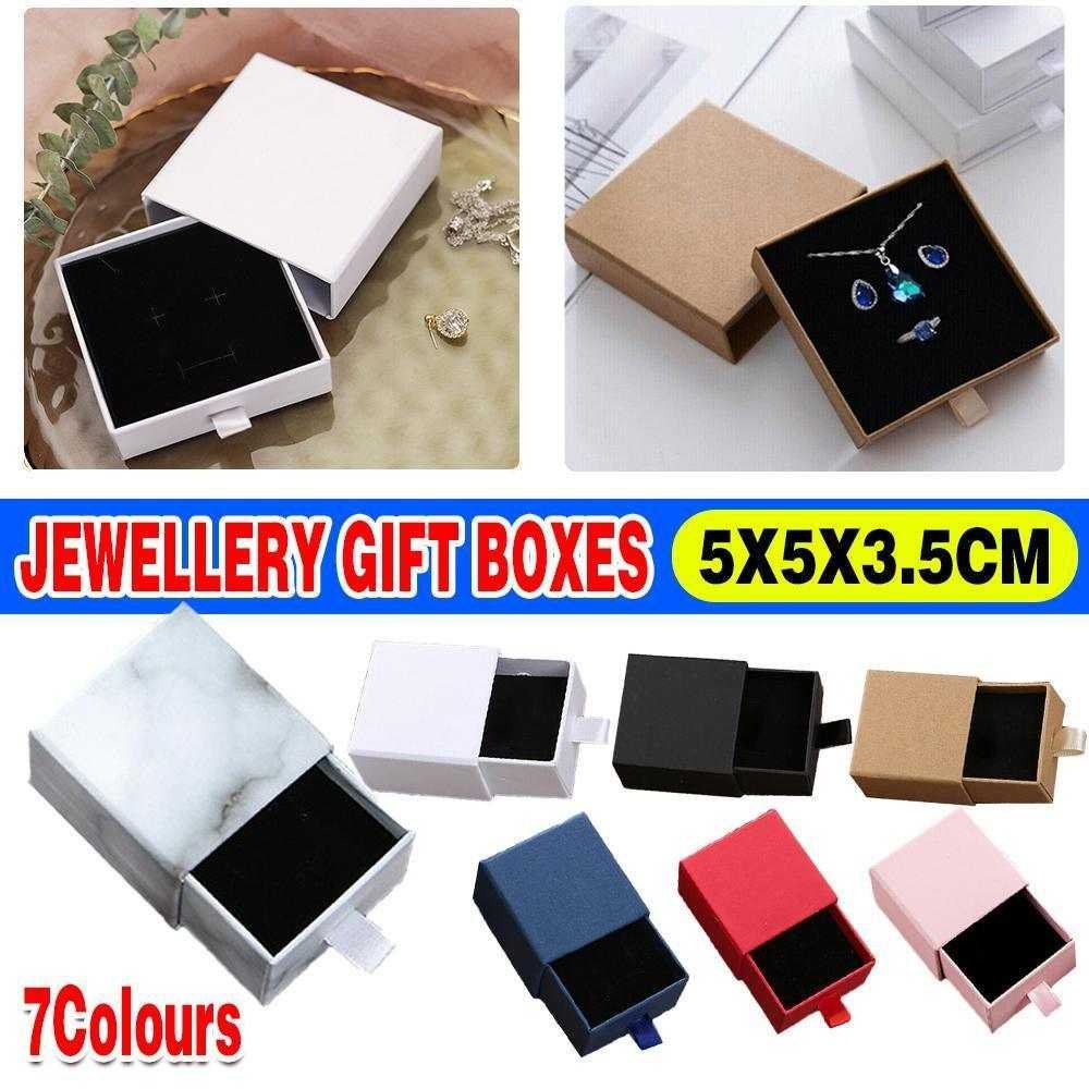 Jewellery Gift Box Necklace Ring Bracelet Bangle Earring Cardboard Box 5*5*3.5cm - Pink