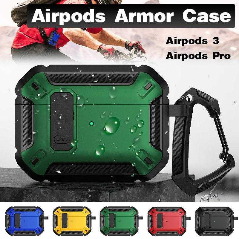 For Apple AirPods pro and pro2 Case Armor Earphone Heavy Duty Shockproof Cover - Black&Green For Airpods Pro