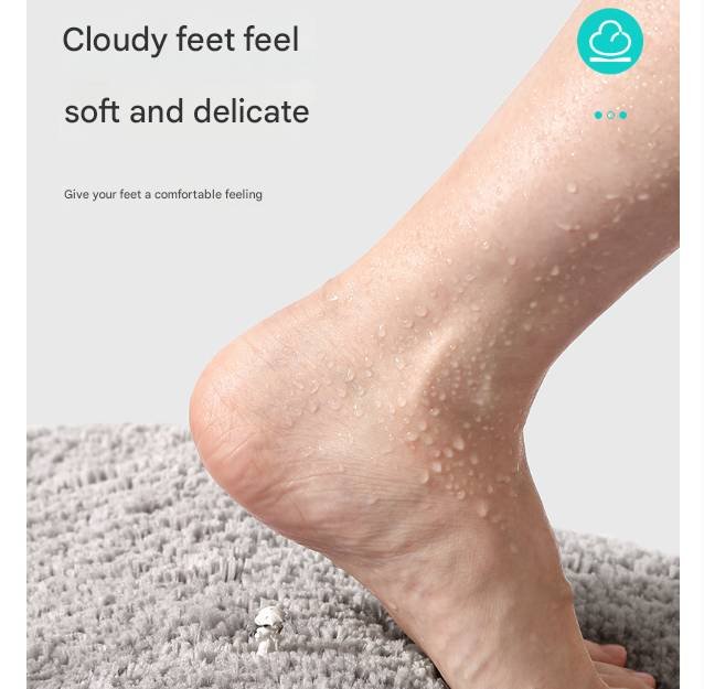 Khaki 60*90cm Luxury 3.5cm Shag Bath Mat | Silver Ion Antibacterial Technology | Quick Dry Non-Slip TPR Bathroom Rug