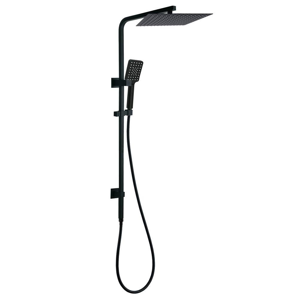 Dual Shower Square Large 12" Rainfall Head 3 Modes Handheld Wall Rail Matt Black
