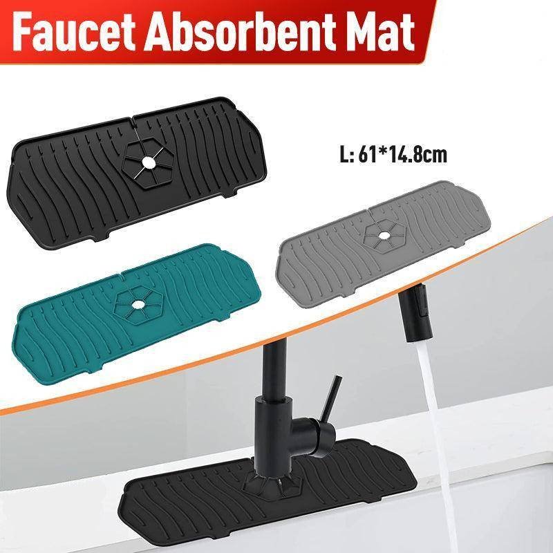 L Size Silicone Faucet Mat Kitchen Protector Faucet Absorbent Mat Sink Splash Guard - Grey