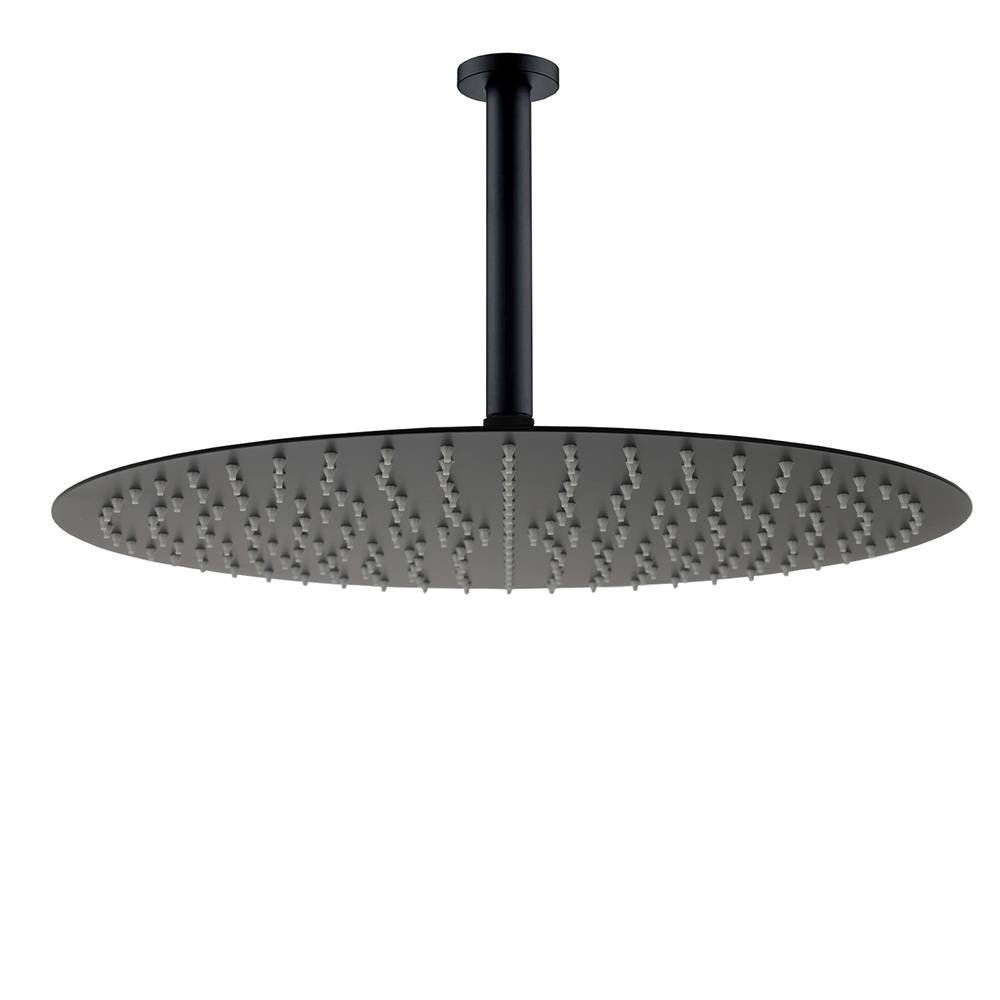 Matt Black Round 16" Extra Large Rain Shower Head 300mm Ceiling Dropper Arm Set