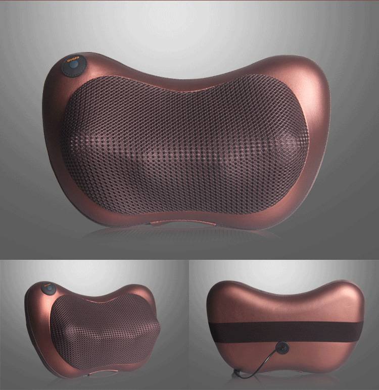 Electric Shiatsu Massage Pillow with Heat - Bi-Directional Deep Kneading Neck & Back Massager - Portable Car & Home Cushion for Muscle Relief - Brown