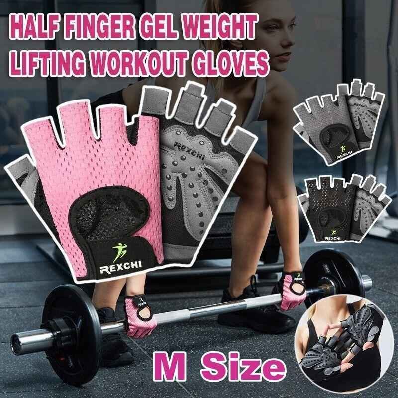 M Size Women Fitness Gym Training Gloves Half Finger Gel Weight Lifting Workout Gloves - Black