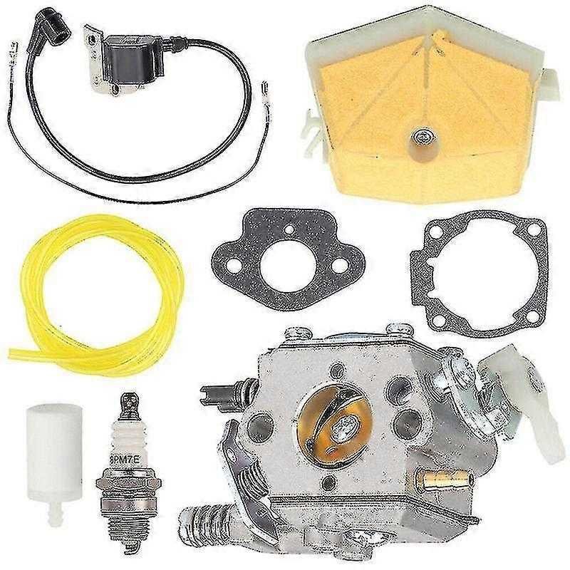 Husqvarna Chainsaw Carburetor Kit for 50 51 55 61 254 257 261 262, Compatible with Walbro WT170 Carburetor, Includes Spark Plug and Fuel Filter.