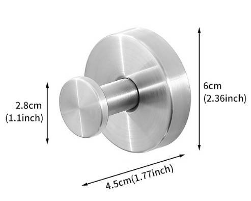 Heavy Duty Stainless Steel Suction Cup Hook Vacuum Wall Hanger Brushed Silver No Drill Towel Holder for Bathroom Kitchen & Shower - Waterproof