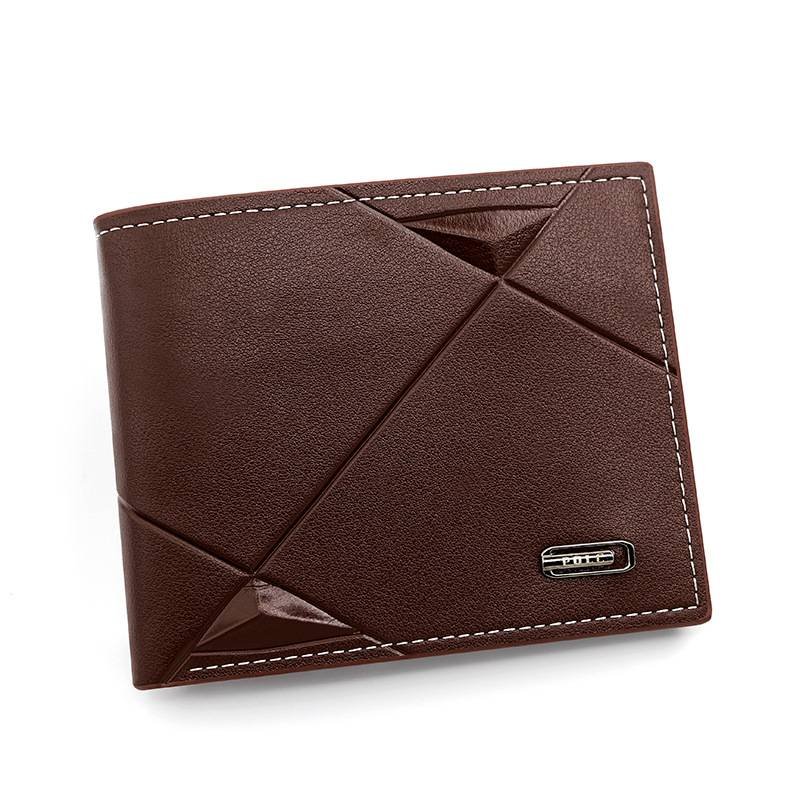 Brown Men's PU Leather Bifold Wallet - Slim Short Design with Zipper Coin Pocket - Multi Card Slots and ID Window for Everyday Use