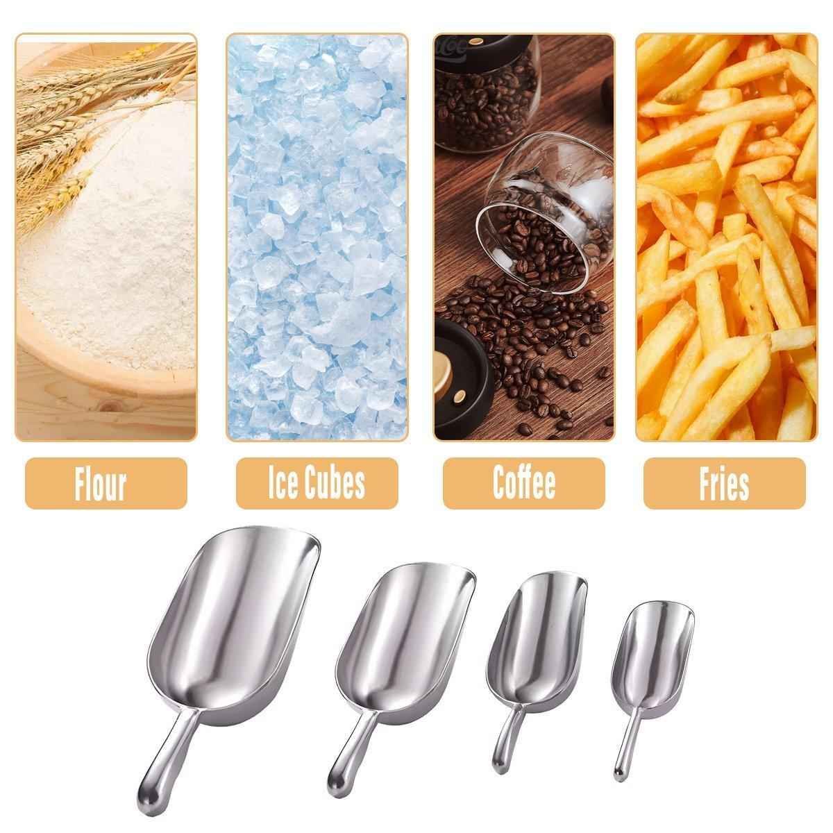 4 Sizes Aluminum Alloy Ice Shovel Flour Rice Scoop Multipurpose Kitchen Tool - S