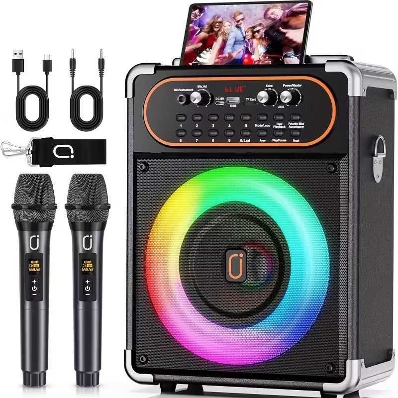Wireless Karaoke Machine with Dual Microphones