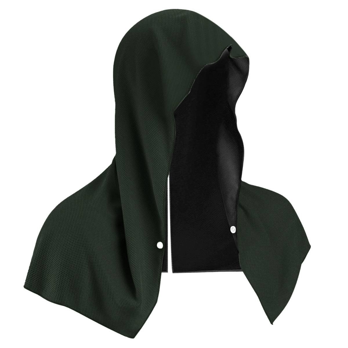 Carbon black Instant Cooling Hooded Towel U-Shaped Sun Protection Quick Dry Scarf with Carabiner Pouch for Local Outdoor Sports and Gym Workouts