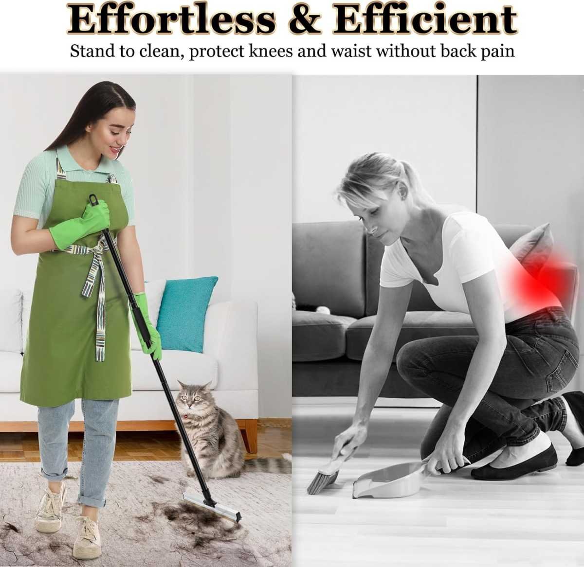CARLA HOME Pet Hair Remover Broom with Long Handle, Reusable Fur & Lint Remover for Dog & Cat Hair