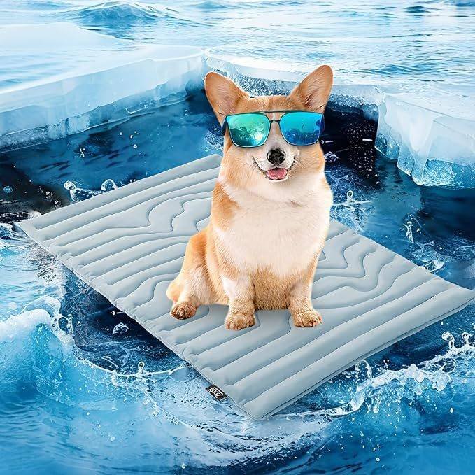 Pet Cooling Mat Self Cooling Pad for Dogs Cats Dual Sided Summer Sleeping Bed Blue Extra large (150x101cm)