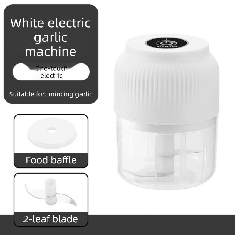 2-Leaf blade White Wireless Electric Garlic Chopper 300ml Portable Mini Food Processor USB Rechargeable for Baby Food and Dipping Sauce Essential Local Kitchen Tool