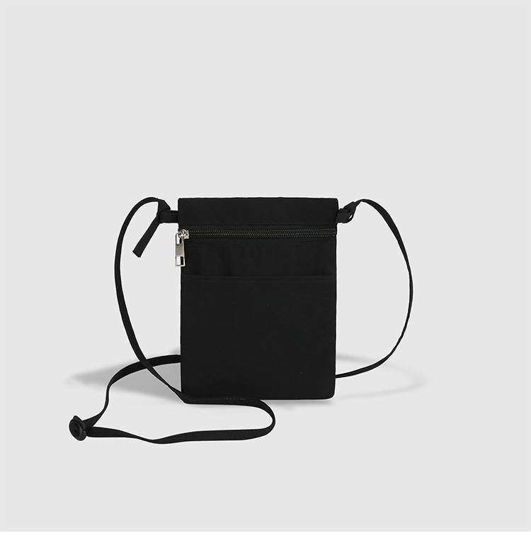 Black Minimalist Lightweight Nylon Crossbody Phone Bag - Compact & Stylish for Women