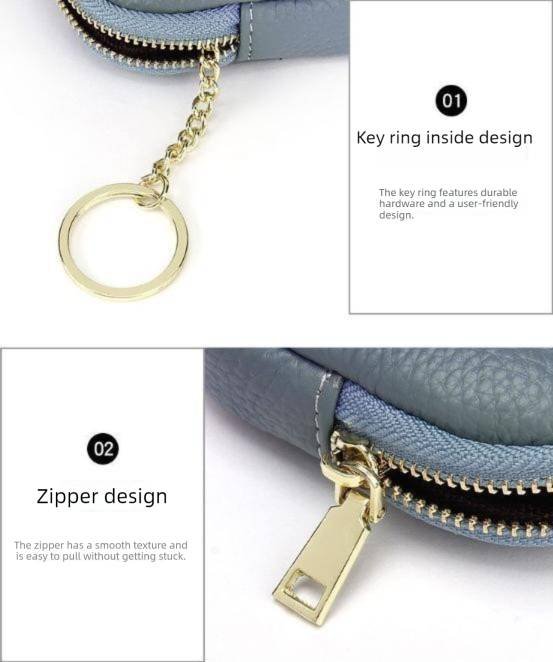Black Stylish Mini Zipper Wallet for Women – Compact PU Coin Purse with Key Ring & Card Storage (3-Pack)