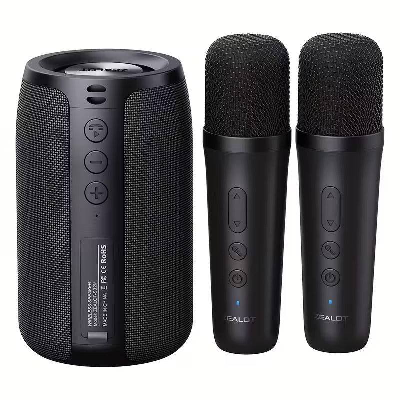 Wireless Speaker with Dual Karaoke Microphones