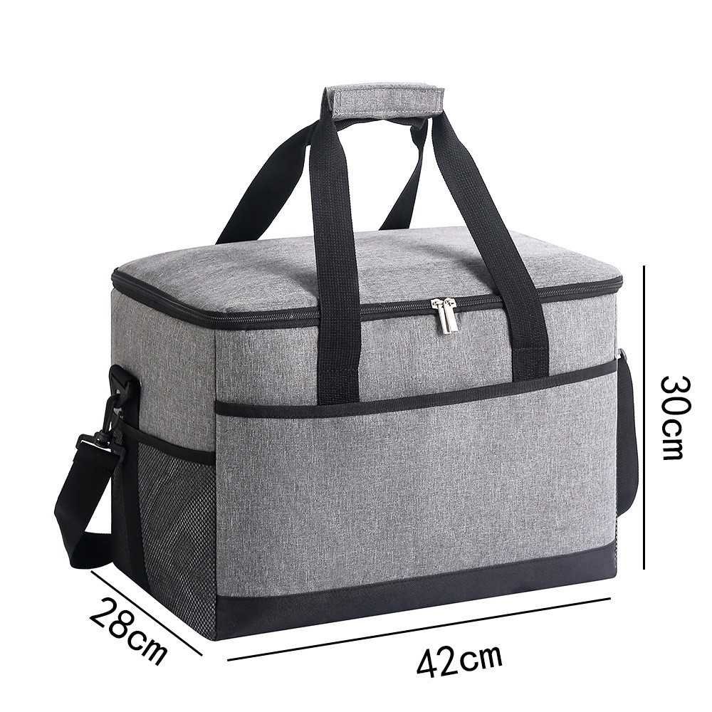 Large 35L Insulated Cooler Bag Soft Sided Leakproof Thermal Tote for Camping Beach Picnic BBQ Heavy Duty Grocery Carrier Grey
