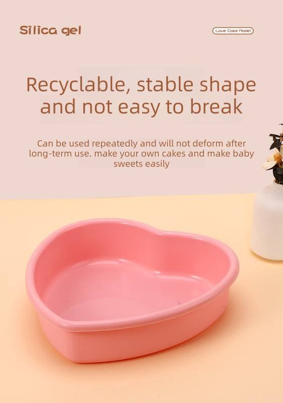 9 Inch Large Heart Shaped Silicone Cake Mould - Grey Non-Stick Baking Pan for Party & Celebration Cakes - Reinforced Rolled Edge Tray (25.9cm)