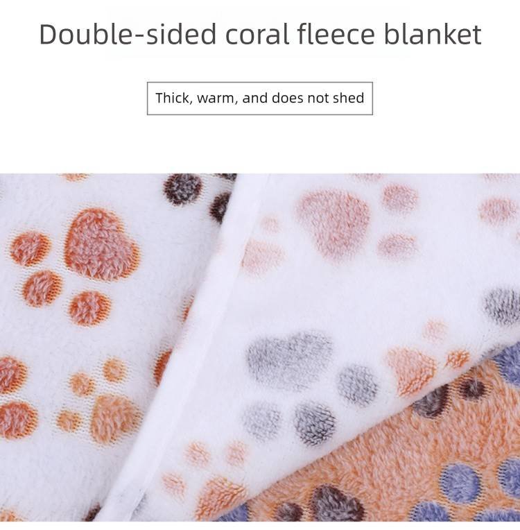 Pink Pet Blanket Set – Plush Paw Print Design, 3-Piece Pack (S/M/L Sizes)
