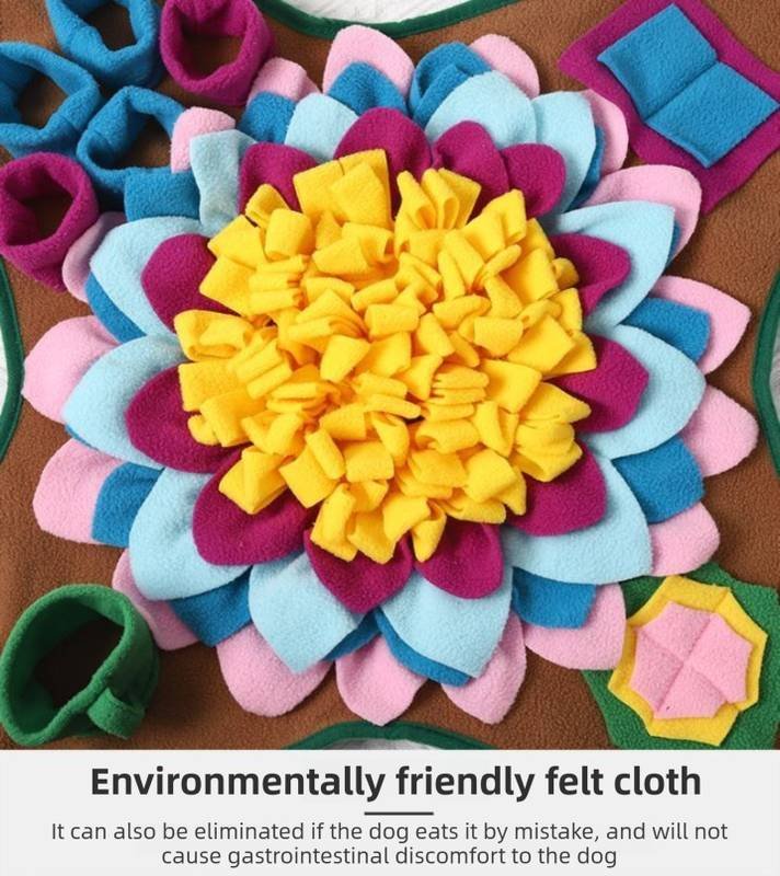 Green 48x48CM Durable Felt Cloth Pet Puzzle Sniffing Mat - Mental Stimulation & Slow Feeding Pad