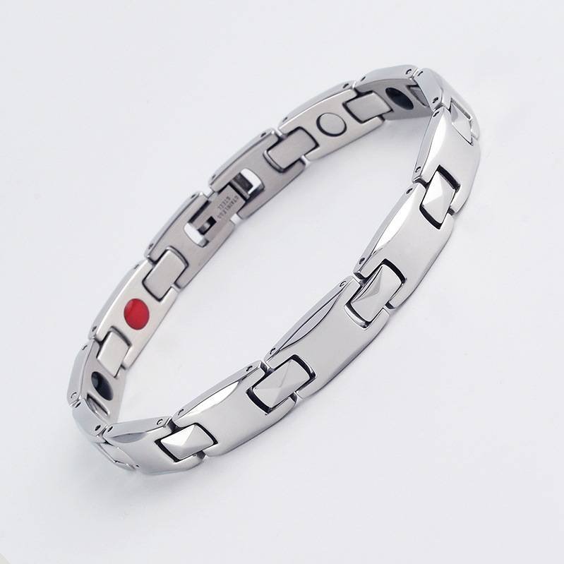 Silver Women's Titanium Steel Magnetic Bracelet with Negative Ions and Germanium Elements 