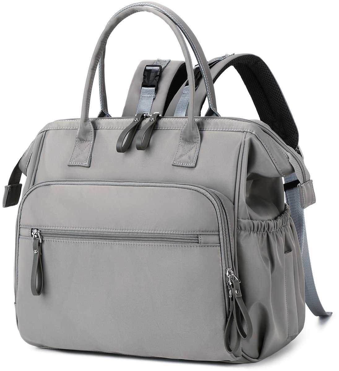 Convertible Diaper Bag - Wide Opening - 14 Pockets - Stylish - Baby Changing Bag - with Stroller Buckle - Diaper Bag - Waterproof (Gray)