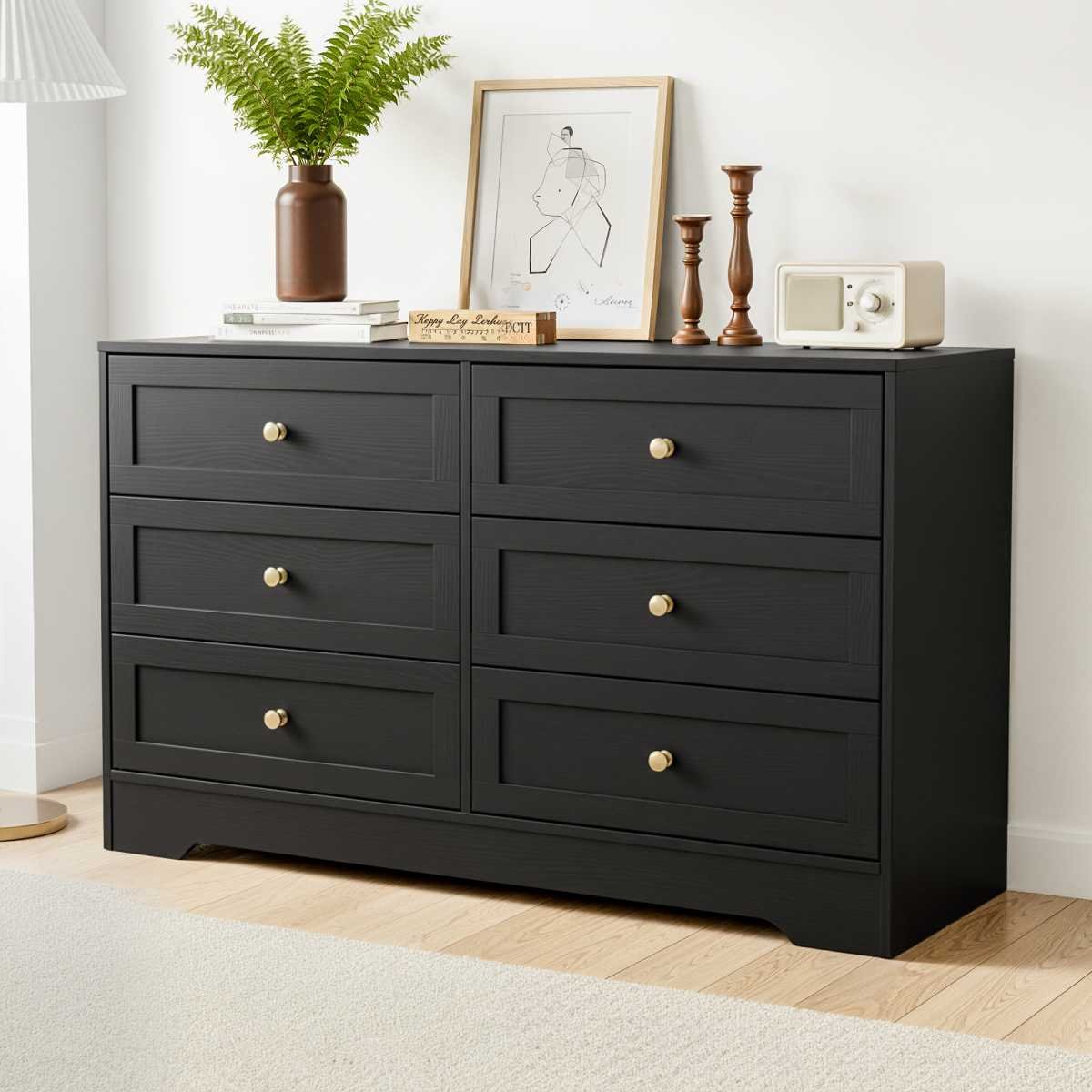 Artiss 6 Chest of Drawers Tallboy Cabinet - LEIF Black