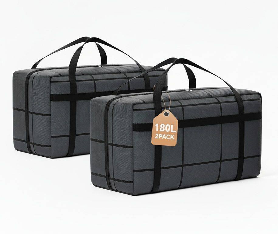 CARLA HOME 2-Pack 180L Extra Large Moving Storage Bags with Handles & Duty Zippered for Clothes, Travel, Space Saving & Camping