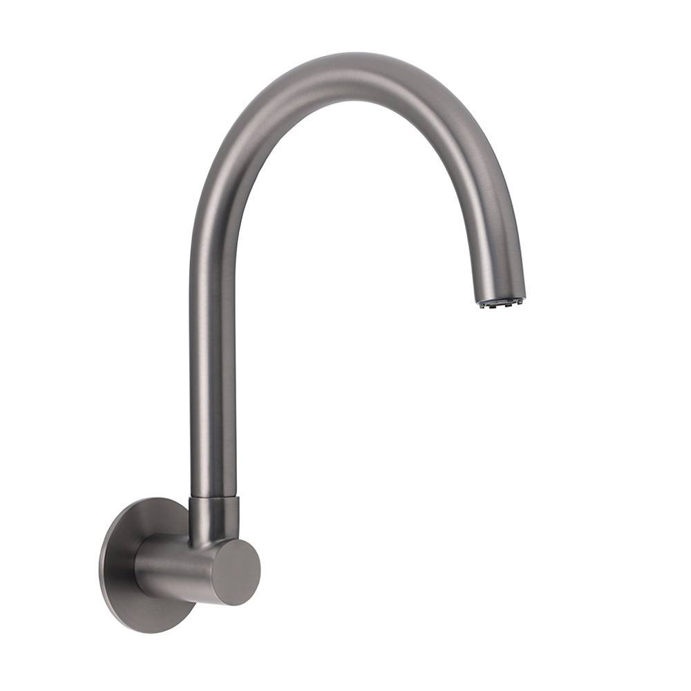 Gun Metal Bathroom Tub Filler Round Gooseneck Arm Faucet Water Outlet Wall Spout
