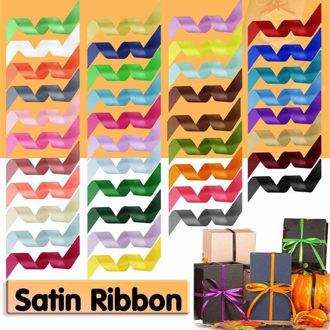 10mm Width Satin Hair Ribbon Wedding Party Decoration Gift Banquet 22m - Golden Yellow