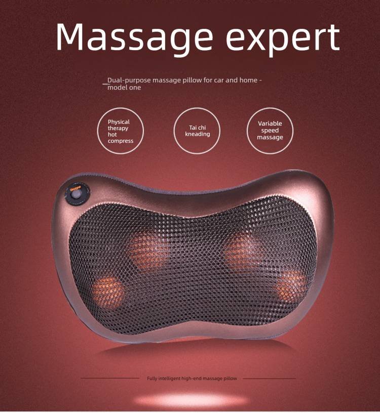 Electric Shiatsu Massage Pillow with Heat - Bi-Directional Deep Kneading Neck & Back Massager - Portable Car & Home Cushion for Muscle Relief - Black