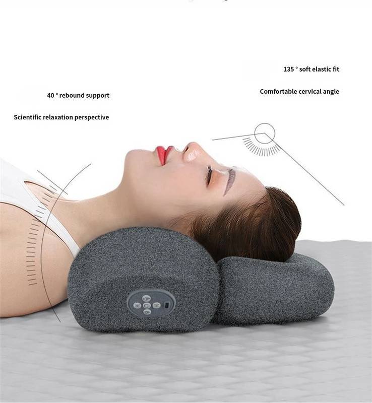 USB-Powered Memory Foam Neck Pillow, Electric Cervical Neck Massage Pillow with 15-Minute Timer - Ergonomic Contoured Sleep Aid Cushion 