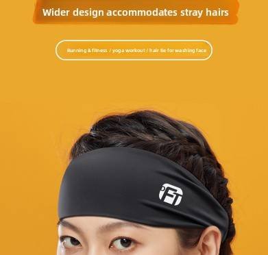 2 Pcs Cooling Sports Headband Moisture Wicking Sweatband for Running Gym & Yoga Non Slip Stretchy Hair Band Black & Purple