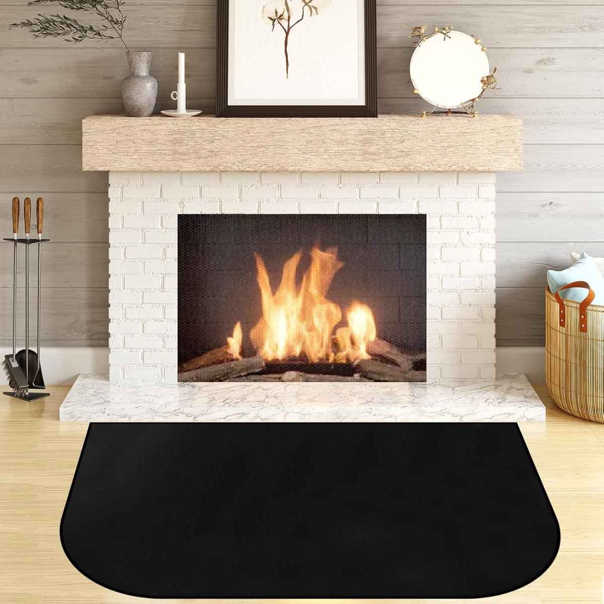 Fireplace Mat, Hearth Rug Fireproof, Fireplace Floor Mat, Fireproof Rug for Fireplaces and Woodstoves,Fire Resistant Fireplace Rug, D Shaped, Size 40" x24"