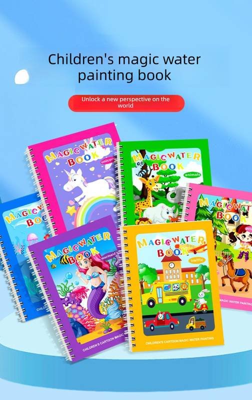 2 PCS Magic Water Colouring Book Mermaid & Unicorn Themes Reusable Painting Activity Set Mess Free Travel Toy for Kids