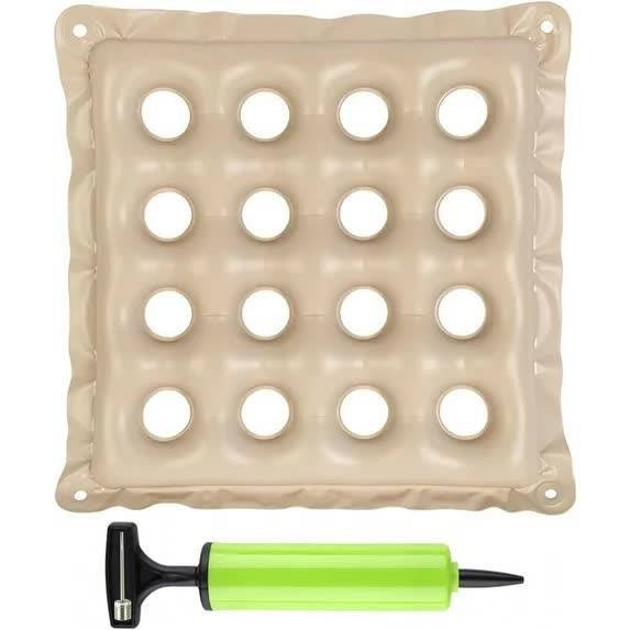 Inflatable Seat Cushions for Pressure Relief, Wheelchair Air Cushion for Bed Sore, Comfortable Waffle Pads，Cream 17x17inch