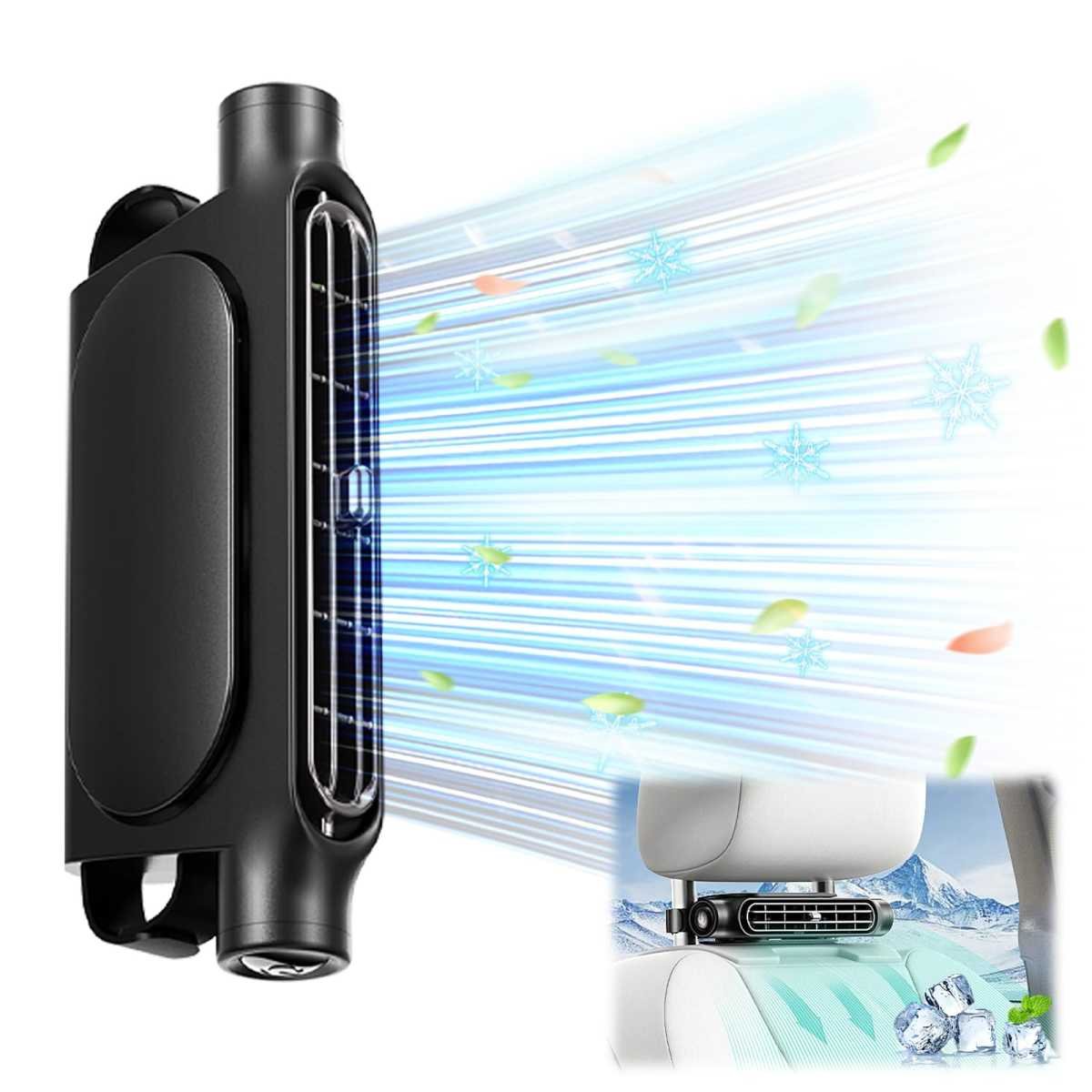 Car Seat Cooling Fan with USB Power – Portable Headrest Ventilator for Front & Rear Seats, 3-Speed Quiet Airflow, Ideal for Cars, SUVs, Trucks, Office Chairs (Black)