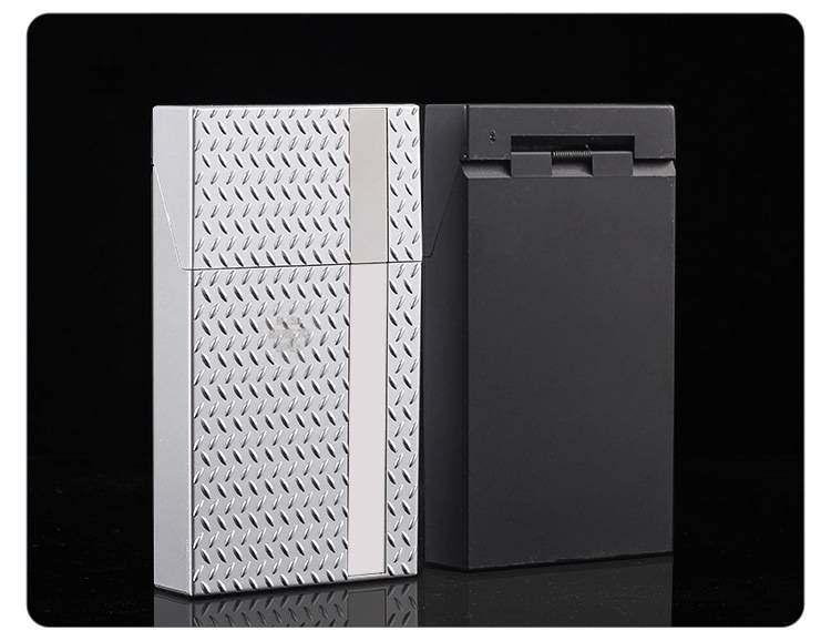 2 Pack Slim Cigarette Case Hard Shell Holder for 40 Cigarettes Durable ABS Plastic Crush Proof Box with Spring Clip Moisture Resistant Pocket Container Black and Silver