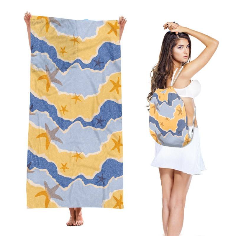 2-in-1 Integrated Quick-Dry Beach Towel Backpack(Style 4) - Foldable Microfiber Sand-Free Towel (Unfolded 75*150cm / Folded40*45cm)